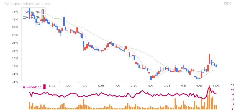 ＱＰＳ研究所(5595)の日足チャート