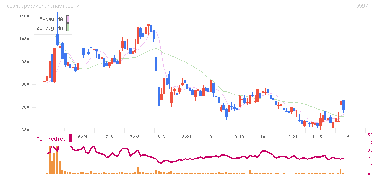 ブルーイノベーション(5597)の日足チャート