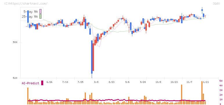 大光(3160)の日足チャート