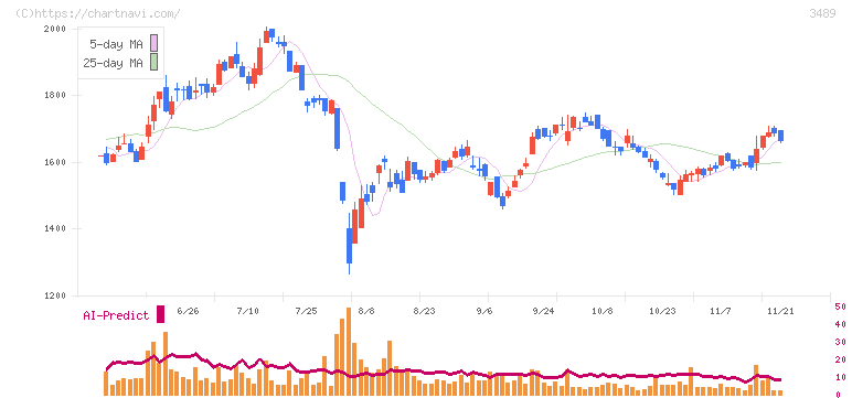 フェイスネットワーク(3489)の日足チャート