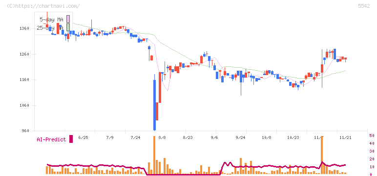 新報国マテリアル(5542)の日足チャート