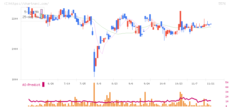 オービーシステム(5576)の日足チャート