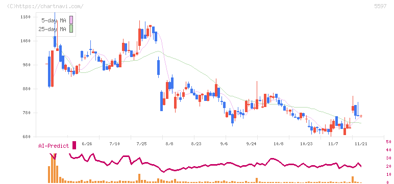 ブルーイノベーション(5597)の日足チャート