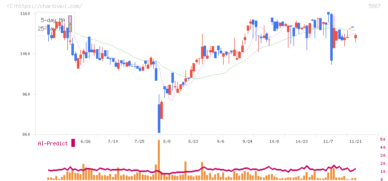 エスネットワークス(5867)の日足チャート