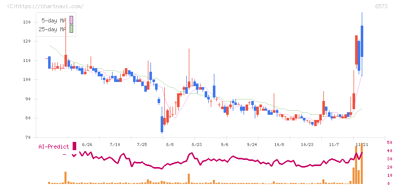 アジャイルメディア・ネットワーク(6573)の日足チャート