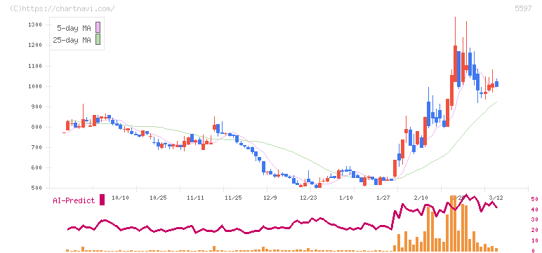ブルーイノベーション(5597)の日足チャート