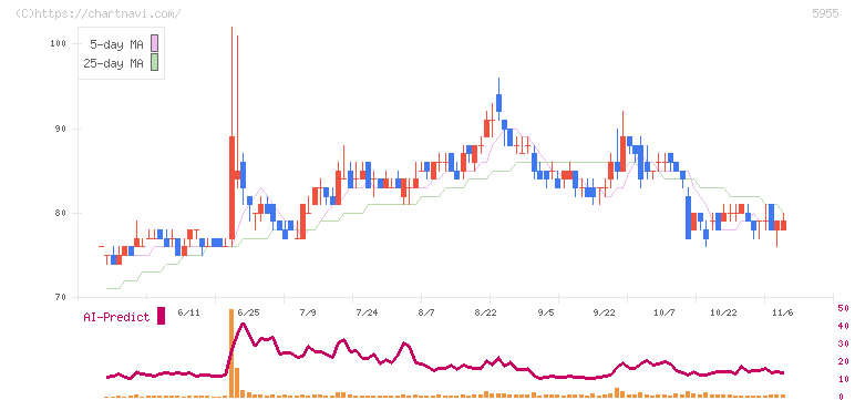 ワイズホールディングス(5955)の日足チャート
