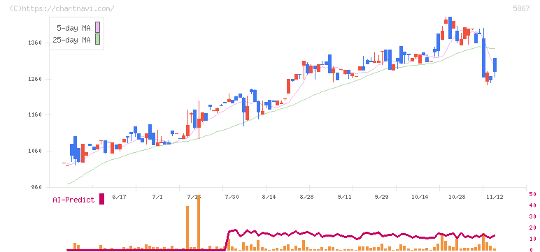 エスネットワークス(5867)の日足チャート