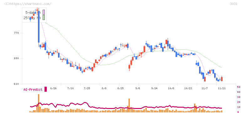 ラクーンホールディングス(3031)の日足チャート