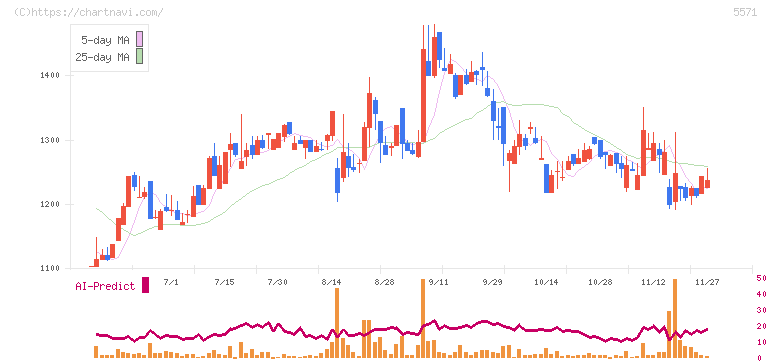 エキサイトホールディングス(5571)の日足チャート