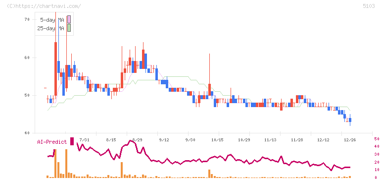 昭和ホールディングス(5103)の日足チャート