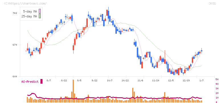 ラクーンホールディングス(3031)の日足チャート