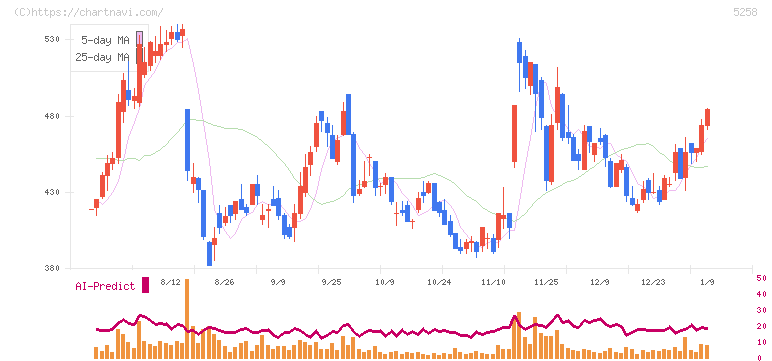 トランザクション・メディア・ネットワークス(5258)の日足チャート