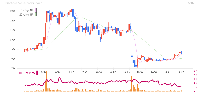 インバウンドプラットフォーム(5587)の日足チャート