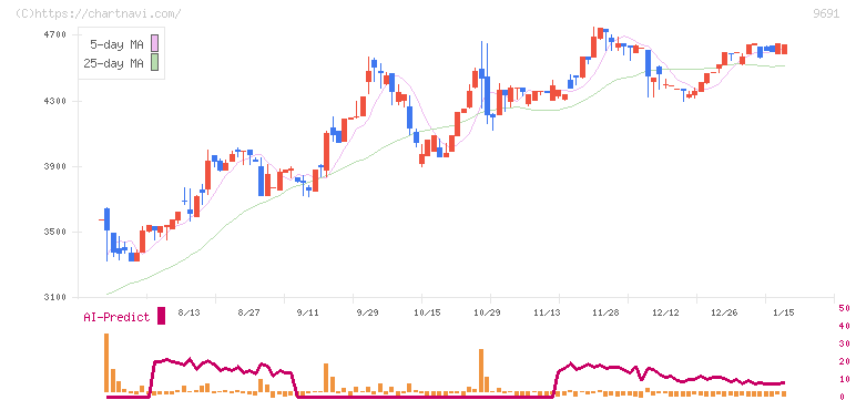 両毛システムズ(9691)の日足チャート
