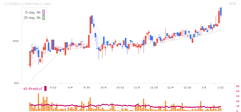 ノザワ(5237)の日足チャート