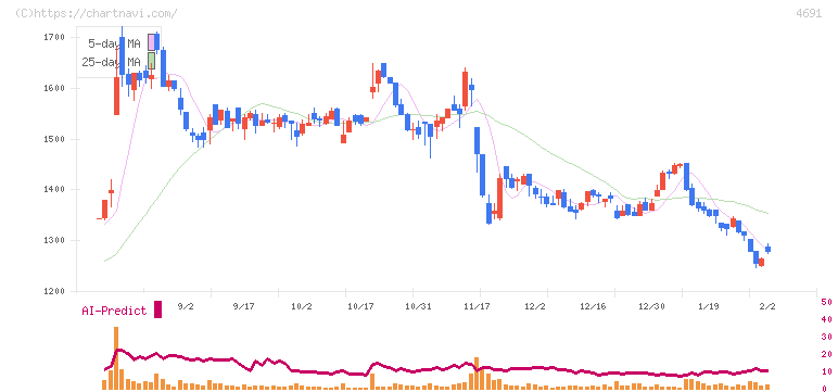 ワシントンホテル(4691)の日足チャート