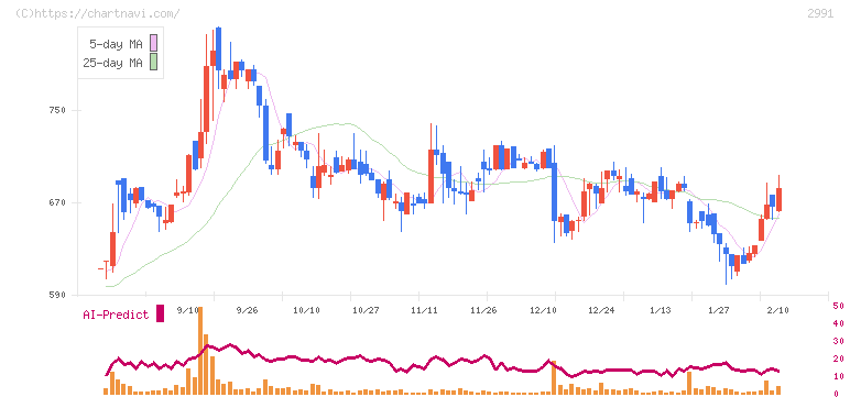 ランドネット(2991)の日足チャート