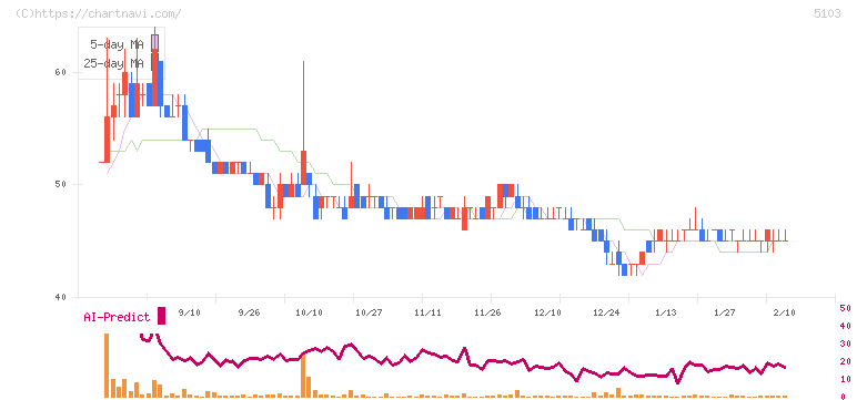 昭和ホールディングス(5103)の日足チャート