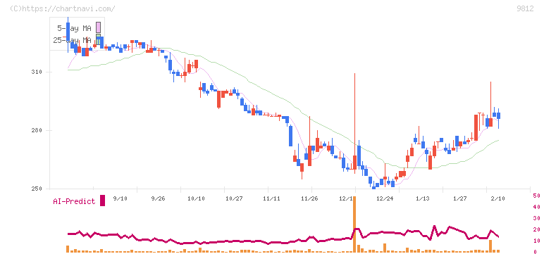 テーオーホールディングス(9812)の日足チャート