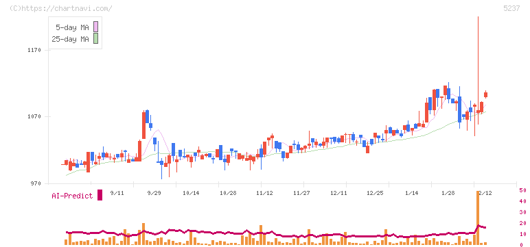 ノザワ(5237)の日足チャート