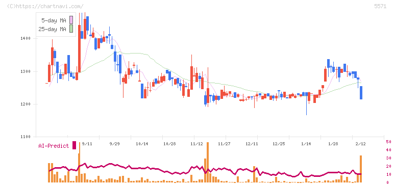 エキサイトホールディングス(5571)の日足チャート