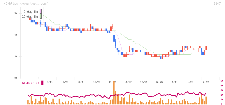 キムラタン(8107)の日足チャート