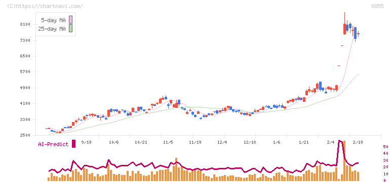 日本電子材料(6855)の日足チャート