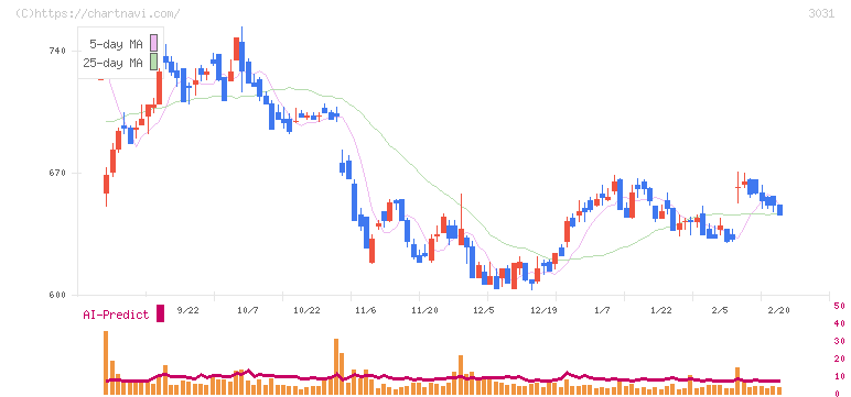 ラクーンホールディングス(3031)の日足チャート