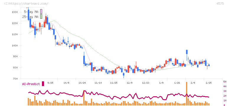 キャンバス(4575)の日足チャート