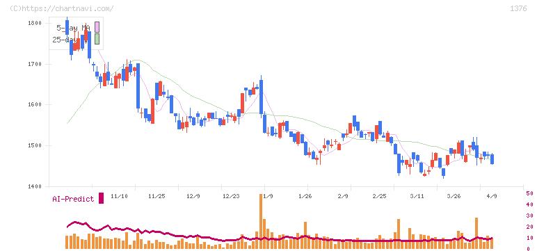 カネコ種苗(1376)の日足チャート