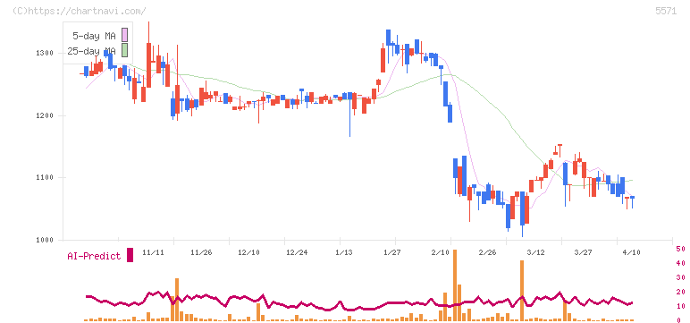 エキサイトホールディングス(5571)の日足チャート