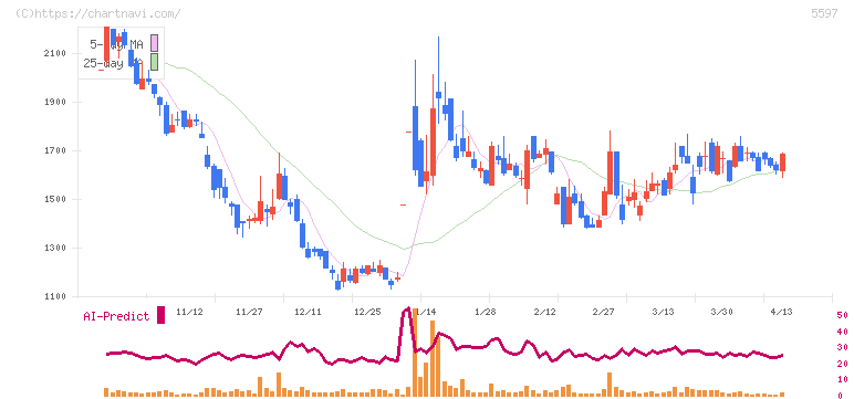 ブルーイノベーション(5597)の日足チャート