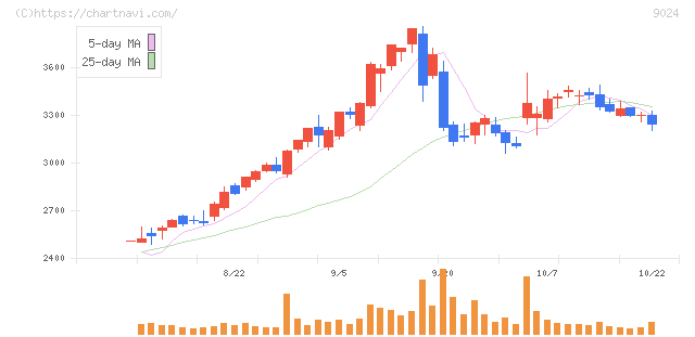 西武ホールディングス(9024)の日足チャート