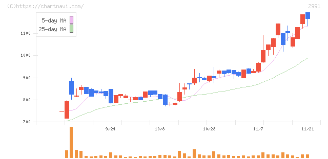 ランドネット(2991)の日足チャート