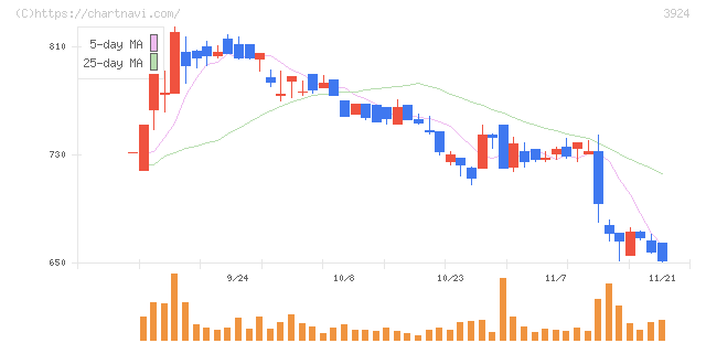 ランドコンピュータ(3924)の日足チャート