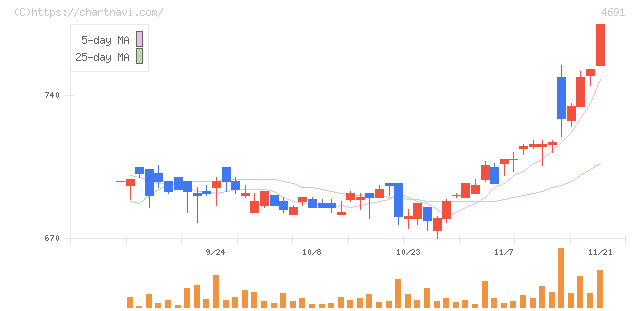 ワシントンホテル(4691)の日足チャート