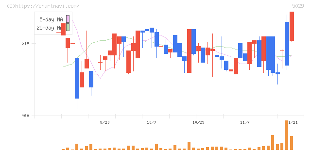 サークレイス(5029)の日足チャート