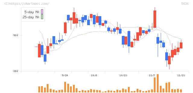 日本ビジネスシステムズ(5036)の日足チャート