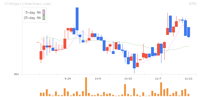 アイエックス・ナレッジ(9753)の日足チャート