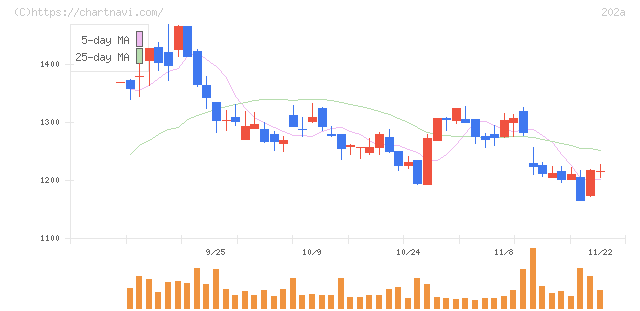 豆蔵デジタルホールディングス(202A)の日足チャート