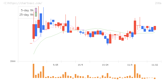 構造計画研究所ホールディングス(208A)の日足チャート
