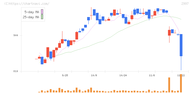 ストレージ王(2997)の日足チャート