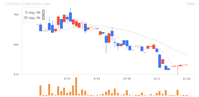 日本テクノ・ラボ(3849)の日足チャート