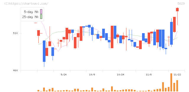 サークレイス(5029)の日足チャート