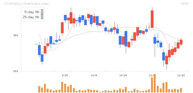 日本ビジネスシステムズ(5036)の日足チャート