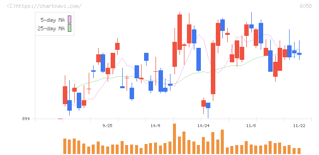 ベクトル(6058)の日足チャート