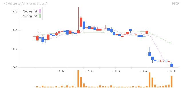 タカヨシホールディングス(9259)の日足チャート