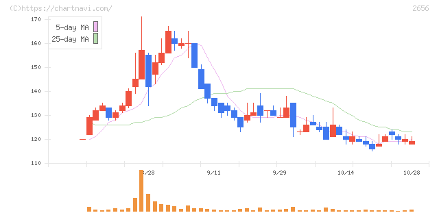ベクターホールディングス(2656)の日足チャート