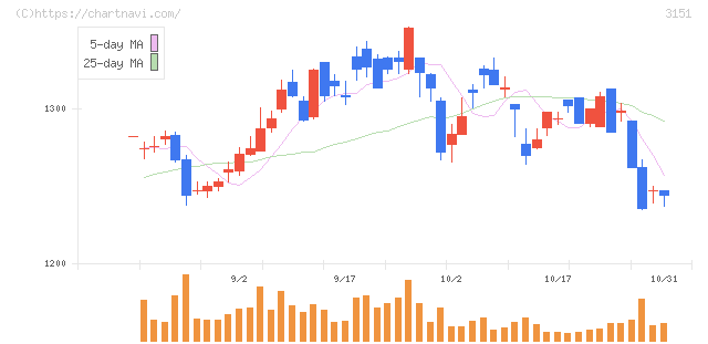 バイタルケーエスケー・ホールディングス(3151)の日足チャート